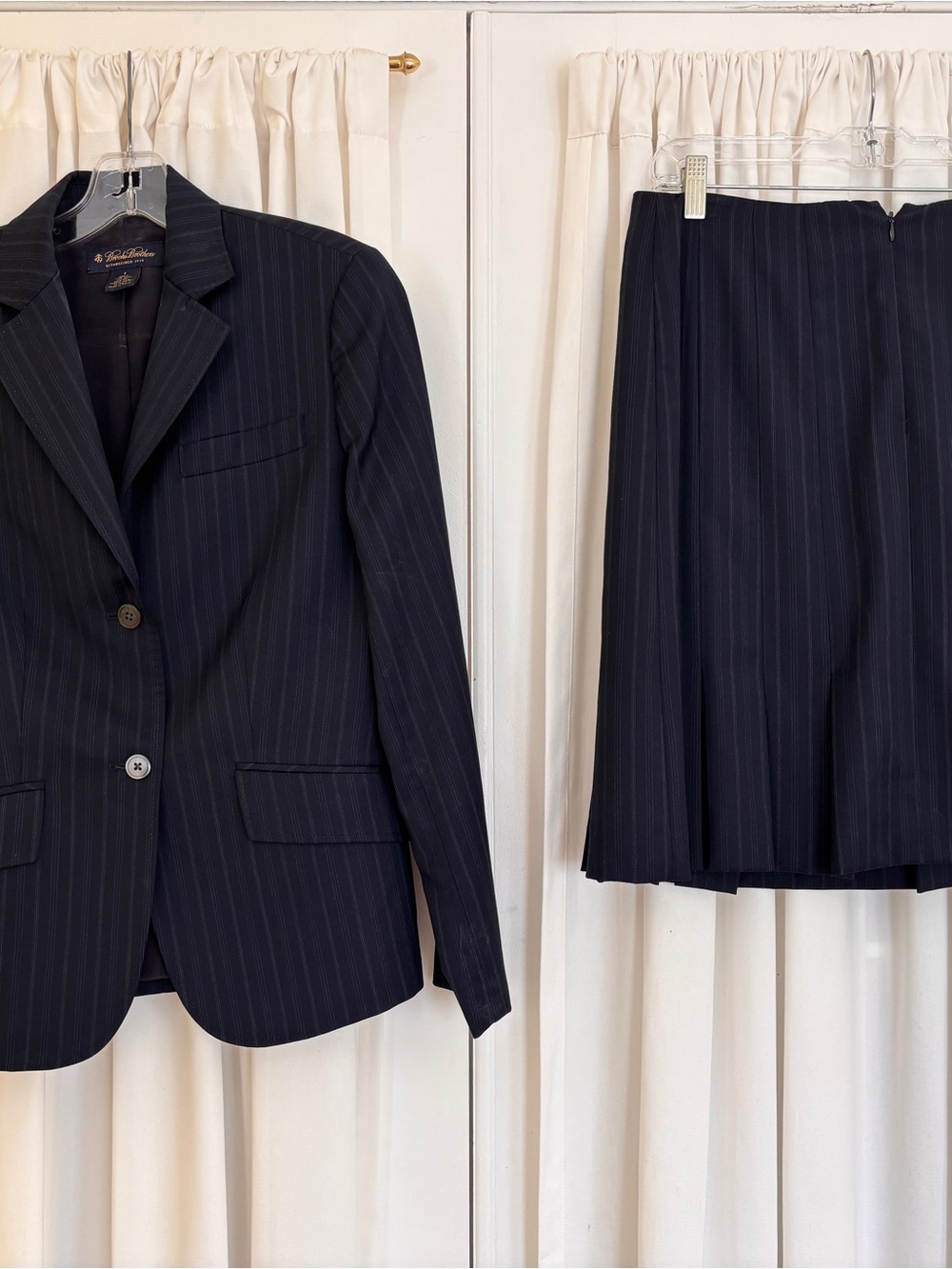 Brooks Brothers Navy Pinstripe Blazer & Skirt